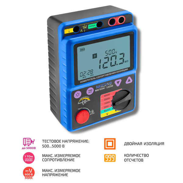 Измеритель сопротивления изоляции (мегаомметр) МЕГЕОН 13250 фото