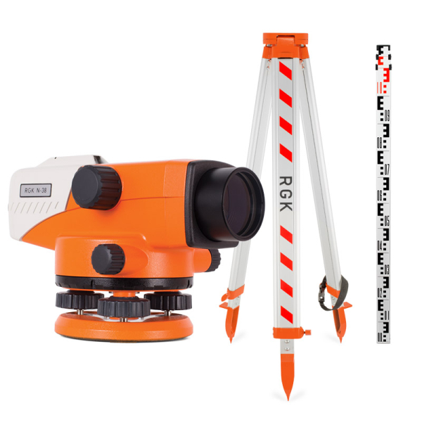 Комплект оптический нивелир RGK N-38 + штатив S6-N + рейка AMO S3 фото