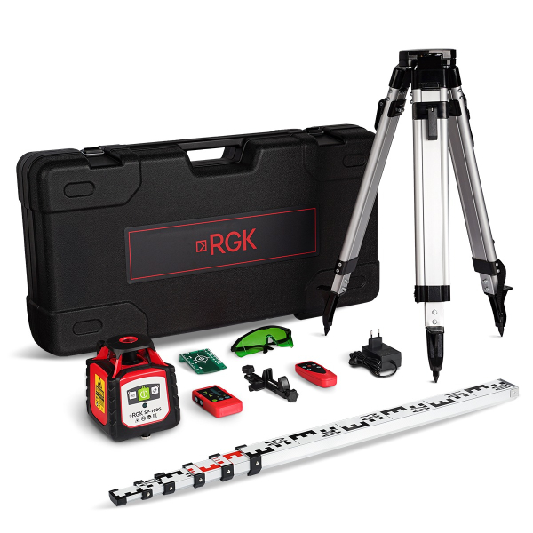 Комплект ротационного нивелира с раздвижным штативом RGK SP-100G COMBO с калибровкой фото