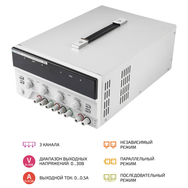 Трёхканальный линейный источник питания с цифровым управлением МЕГЕОН 37305 фото