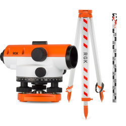 Комплект оптический нивелир RGK C-20 с поверкой + штатив S6-N + рейка AMO S3 фото