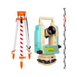 Комплект теодолит RGK T-02 (оптический отвес) с поверкой штатив рейка - 3 в 1 фото